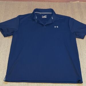 Mens Under Armour Heat Gear Loose Fit Performance Polo Size XL Navy Blue